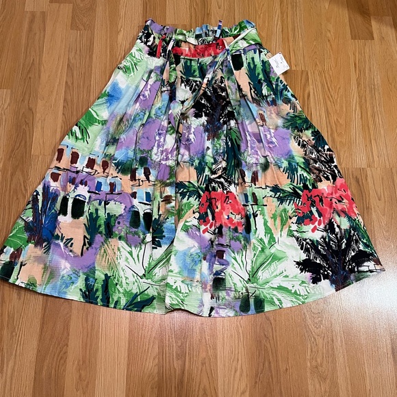 Her Destiny Dresses & Skirts - Green and Purple Pleated A-Line Midi Skirt